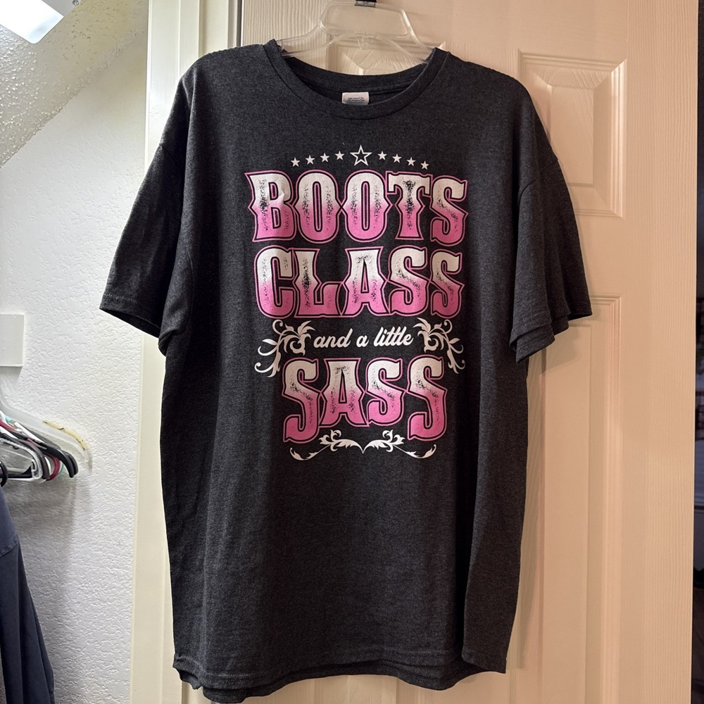 Delta Pro Weight Boots Class And A Little Sass Grey Graphic T-Shirt XL